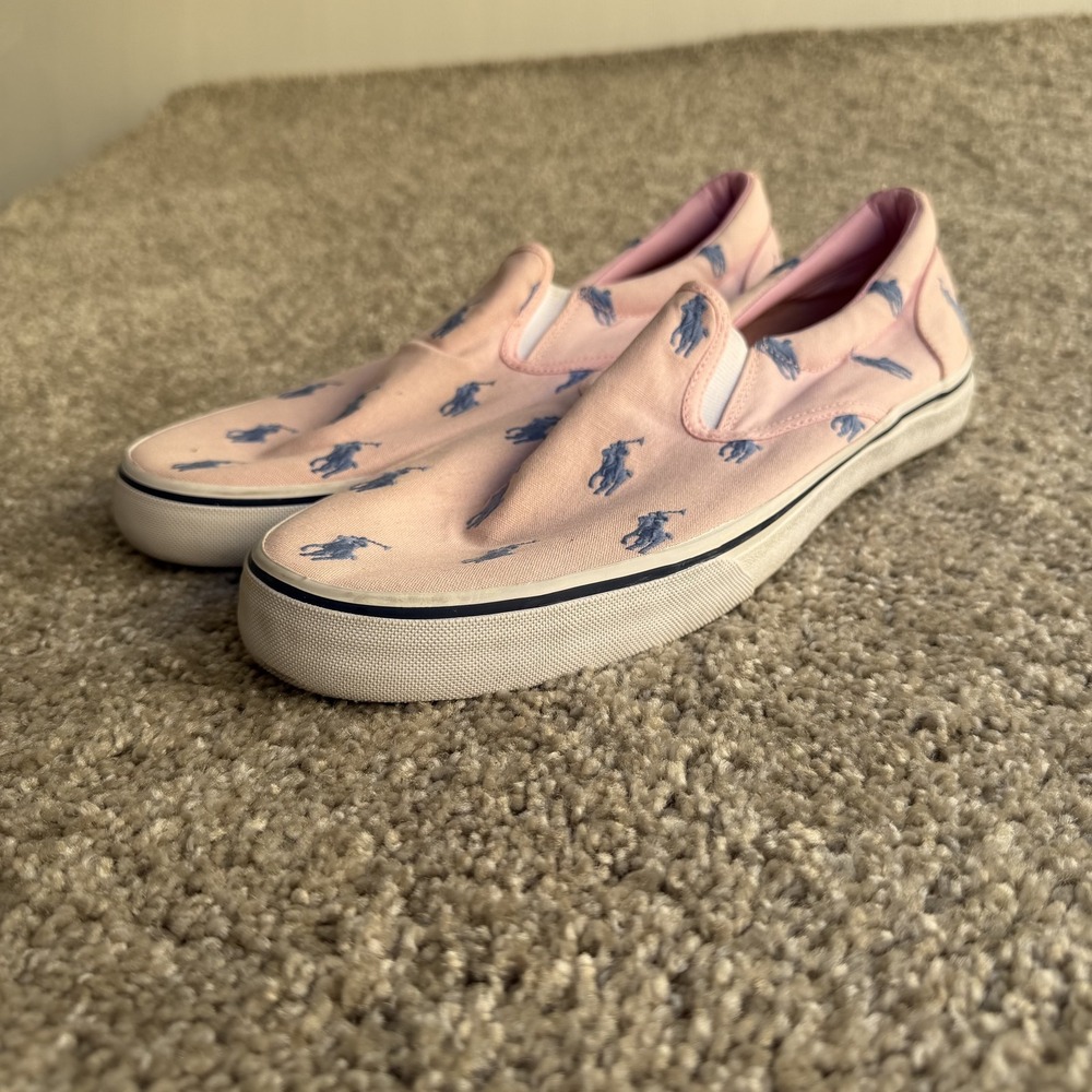 Polo Ralph Lauren Thompson Shoes Mens Size 11.5 Pink Slip On Casual Sneakers